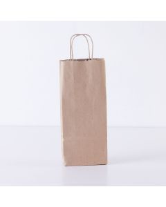 Kraft Single-Bottle Paper Beverage Bag with Corded Handle 