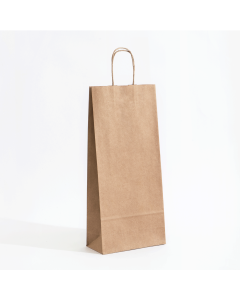 Kraft Single-Bottle Paper Beverage Bag with Corded Handle 