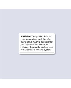 7/8" X 1 1/2" Pasteurization Warning Label